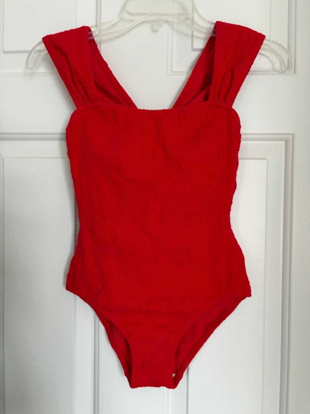 Vintage- Red Textured One-Piece Swimsuit